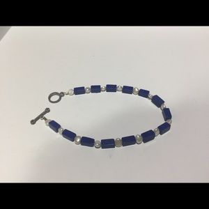 Lapiz lazuli and pearl bracelet